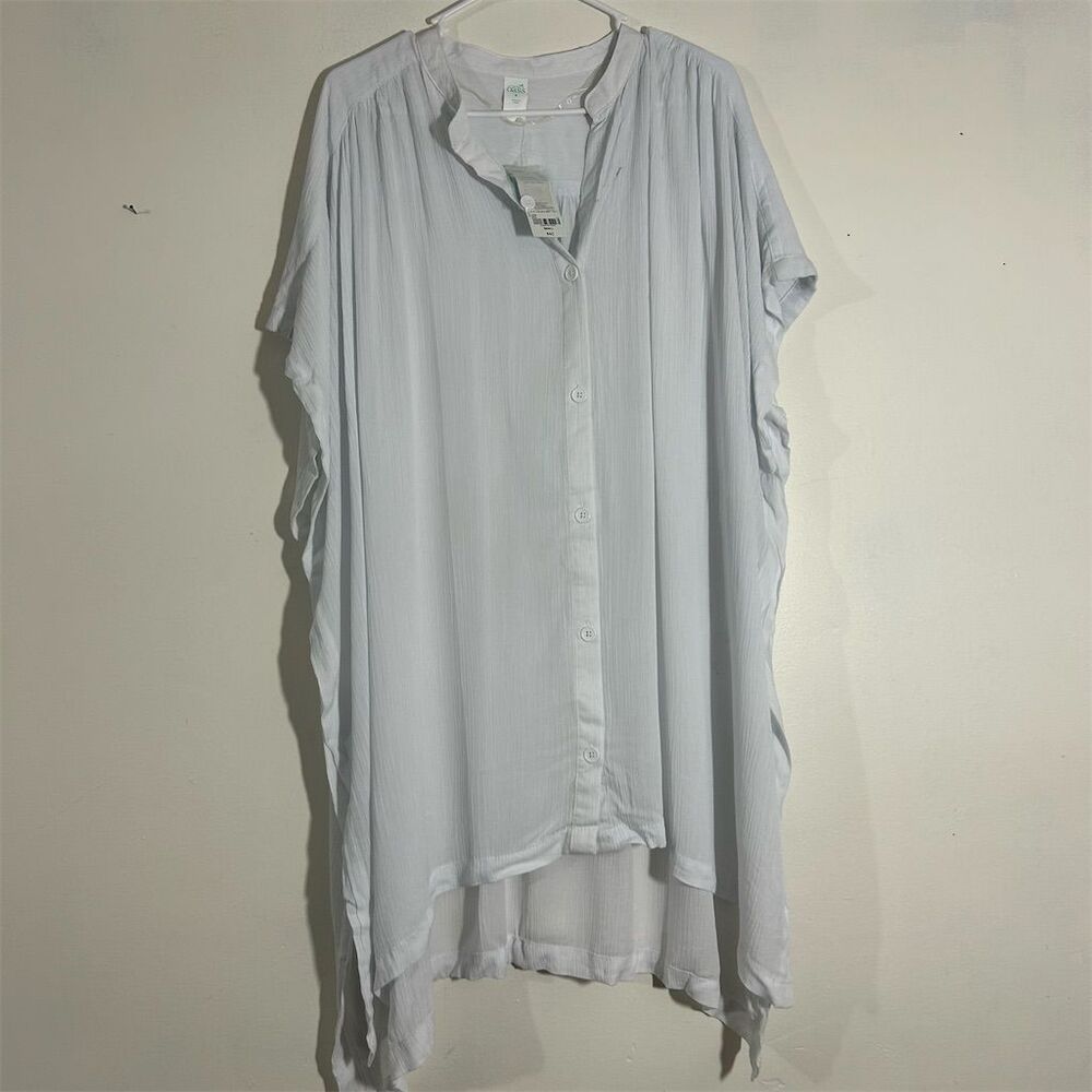 Oasis  Women's White Short Sleeve Tunic Cover-Up Size‎ S